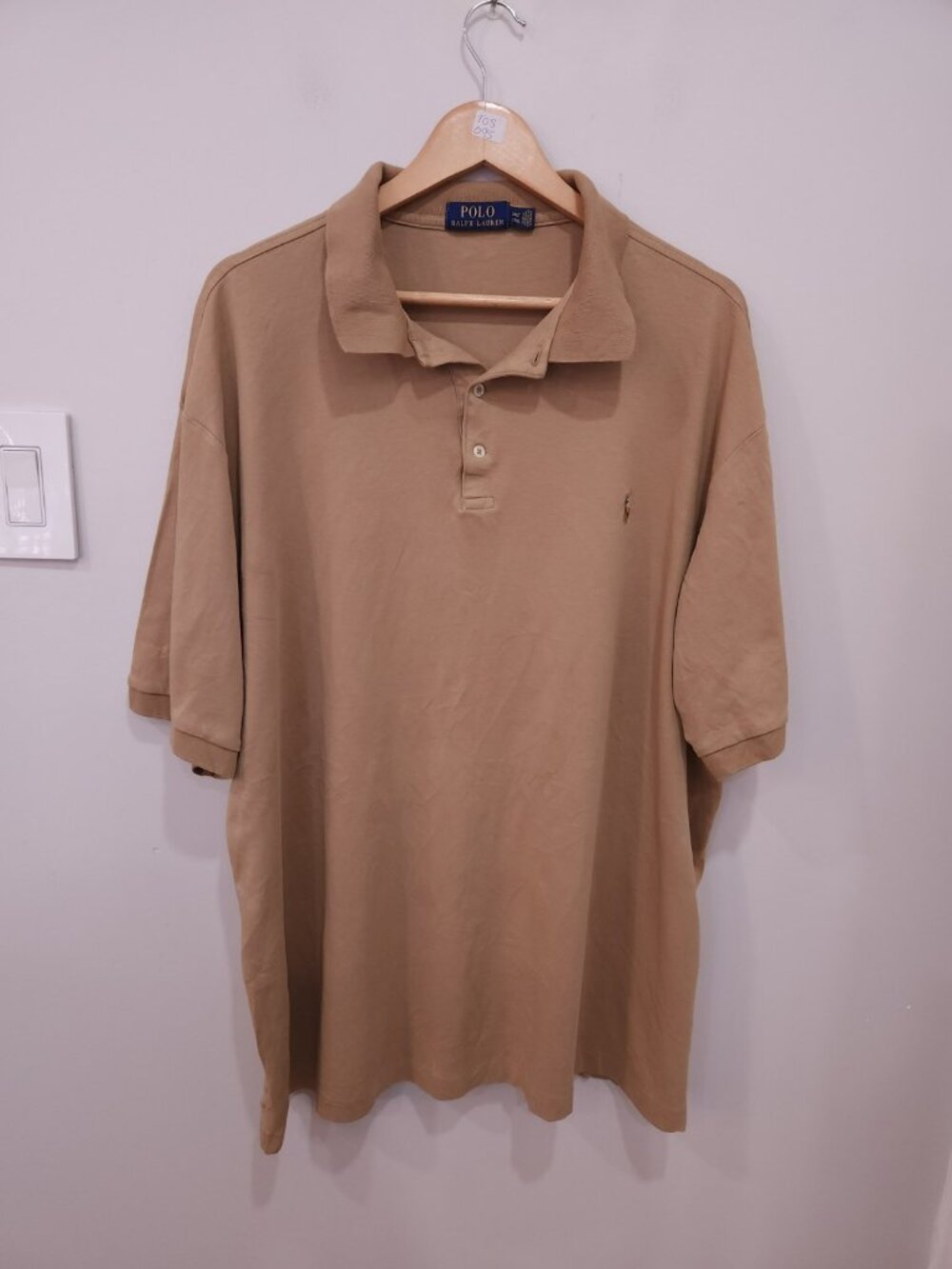 Polo Ralph Lauren Polo Shirt Mens 2XLT Tall Tan Brown Pique Cotton Short Sleeve